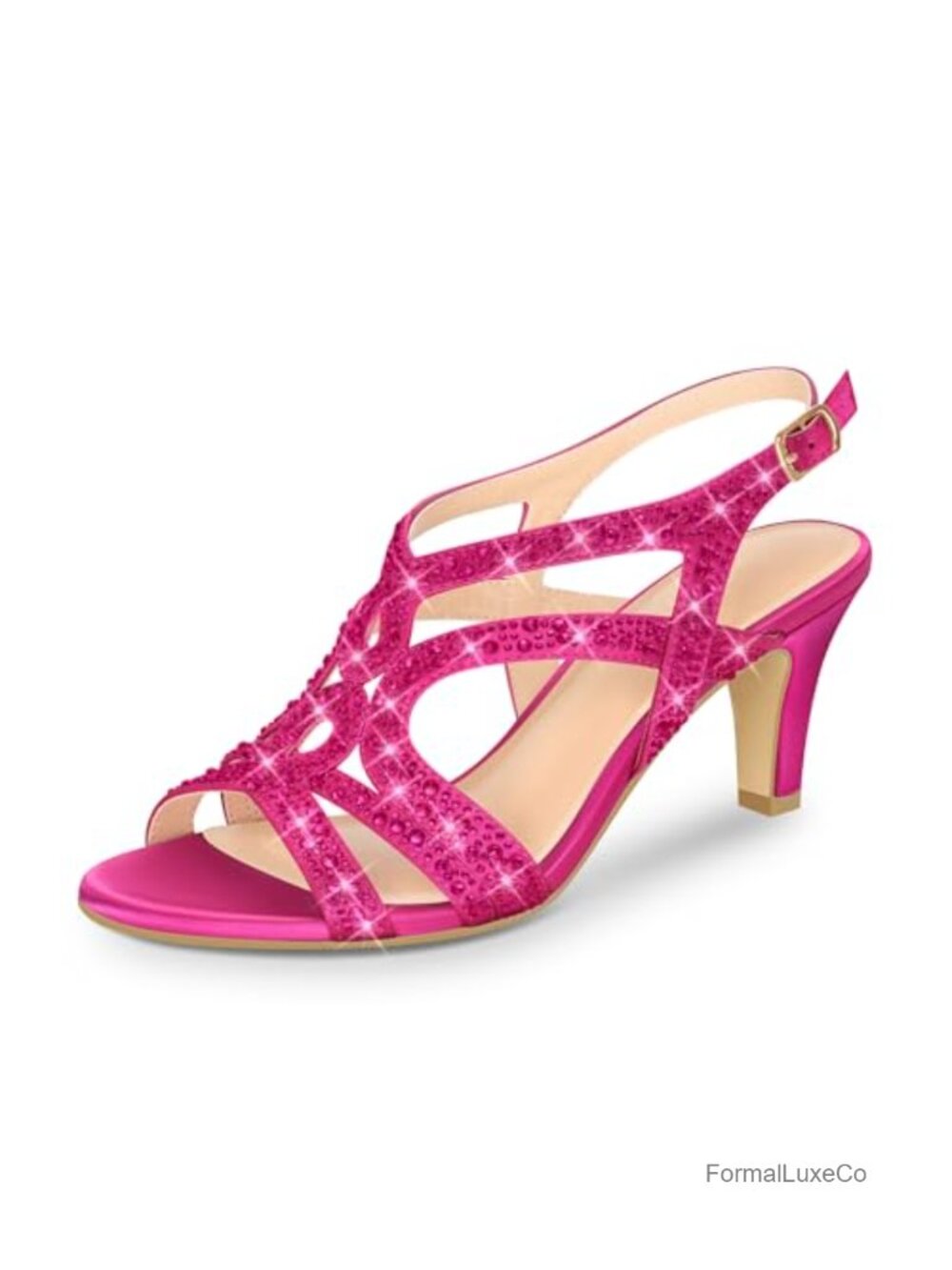 Sparkling Crystal Open Toe Slingback High Heel Sandal Dress Pumps